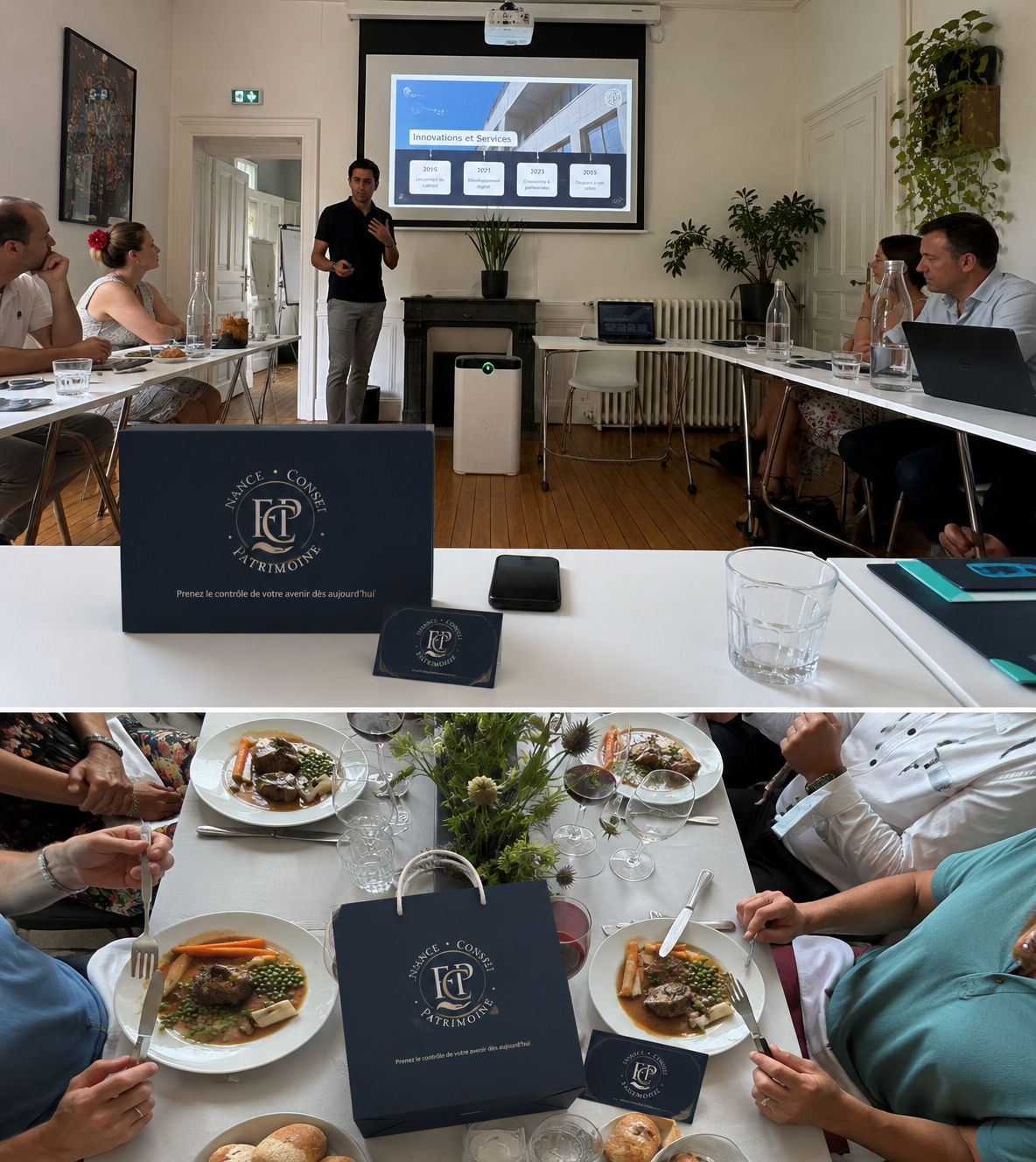 Présentation Finance Conseil Patrimoine lors d'un atelier patrimonial.